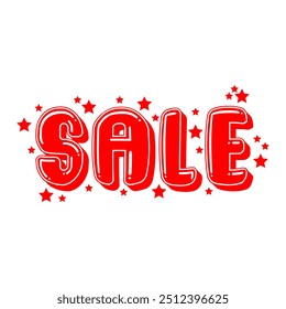 Sale typography text vector design with stars for discount offer deal advertisement campaign business promotion marketing isolated on white color background