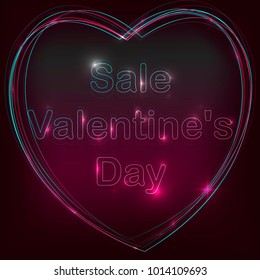 Sale of Valentine's day. Neon sign and neon heart