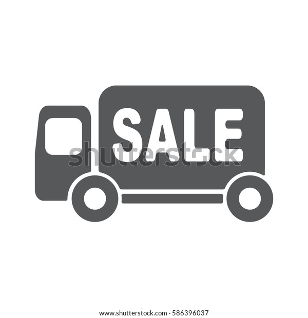 Sale Van vector pictograph. Illustration style is a\
flat iconic style
