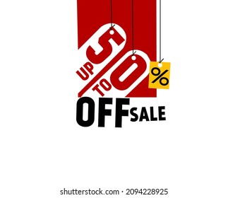 Sale vector banner template - up to 50% off - sale. Flat vector illustration on white background.