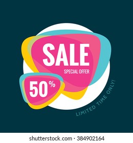 Sale vector banner template - special offer 50% - limited time only. Abstract ackground. Discount design layout. 