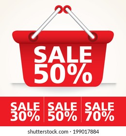 Sale vector Basket red set