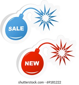 SALE. Vector bomb before explosion.