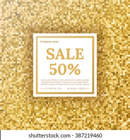 Sale vector flyer with a gold background. Shopping poster for discounts.