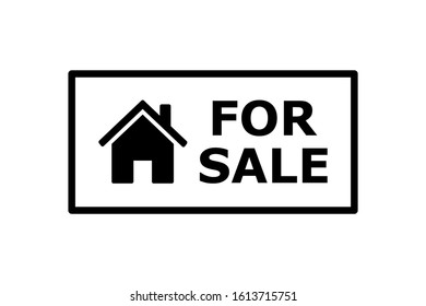 For sale vector icon isolated. Banner sale tag. Advertising, promotion background. Isolated object. Commercial house icon. EPS 10