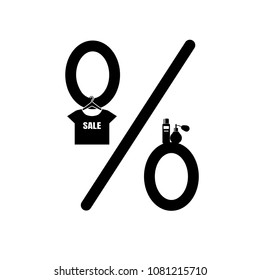 Sale vector Icon with percent and t-shirt on hanger. Illustration on a flat design style