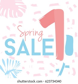 Sale vector illustration. Tropical geometric sale background. Spring sale vector. 
