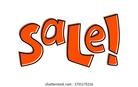 Sale vector lettering label on white background. Black Friday web sticker. Special offer label in online or physical store. Red Sale tag for discount program. Online shopping icon. Social media banner