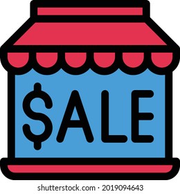 sale vector line colour icon