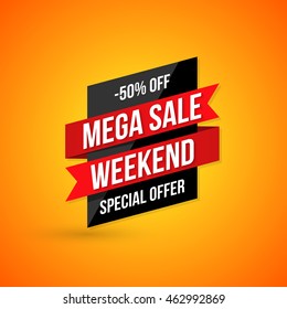 Sale vector origami concept banner template special offer 50 off. Abstract background. Discount design layout. Just now.