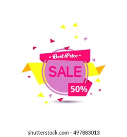 Sale vector origami concept banner template
