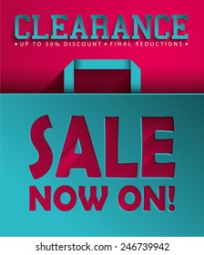 Sale Vector Poster, 3D Paper Graphics