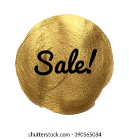 Sale vector quote hand drawn illustration icon card isolated word paint hand drawn gold