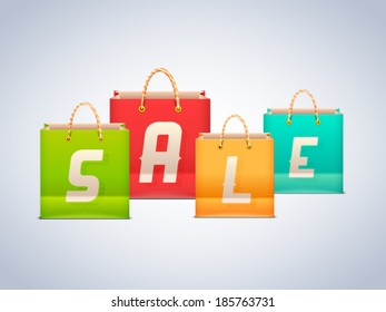 Sale vector shopping bag set