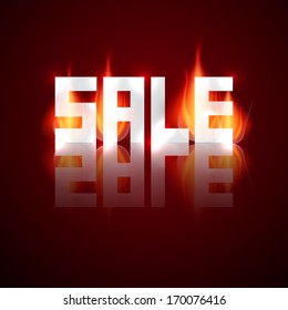 Sale Vector Title in Flames, Fire