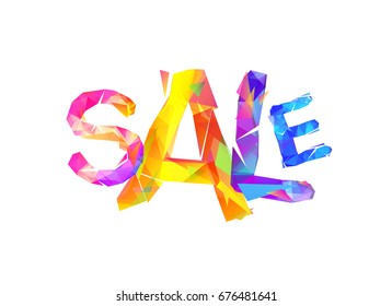 Sale. Vector word of colorful triangular letters