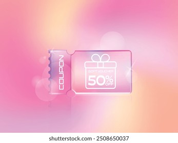 Venda Cupom de comprovante para vendas de promoção de negócios e compras on-line de desconto. Etiqueta, Promotion banner 3d rendering com gradiente pastel colorido