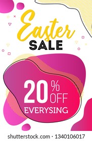 Sale voucher to Easter Day, business template with liquid shapes and geometric elements on background, pink abstract shapes