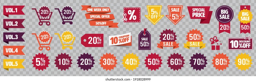 Sale vouchers and Coupon ticket card element template for graphics design. Vector illustration.