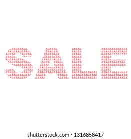 Sale wall made from small red sales words