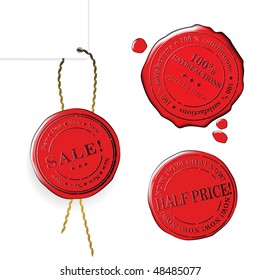 Sale wax stamp - vector set