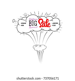 Sale web banner. Pop art comic sale discount promotion label.