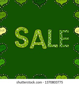 For sale web banners, posters. Seamless pattern. Vector illustration. Good for social media, email, print, ads design and promotional material. Picture in yellow, black and green colors.