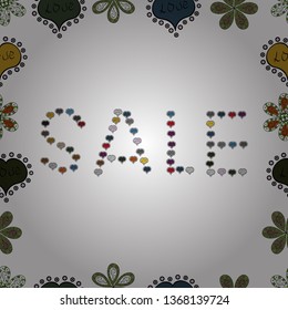 For sale web banners, posters. Vector illustration. Picture in black, white and green colors. Seamless pattern. Good for social media, email, print, ads design and promotional material.