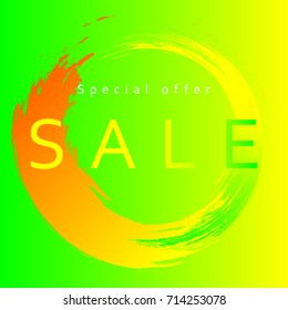 Sale web banners template. Neon color style of advertisement for online store, poster, banner. Special offers advertisement. EPS10 vector illustration with text and paint brush stroke circle.
