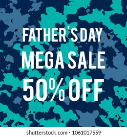 Sale web banners template for special offers advertisement. Discount offer. Super Sale concept. Camouflage colors shapes with the hot text. Great sales concept. Happy Fathers Day background. 
