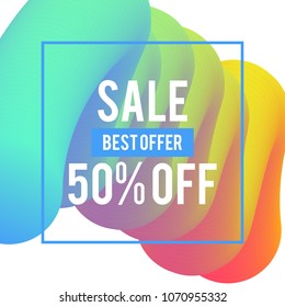 Sale web banners template for special offers advertisement. Discount offer. Super Sale concept. Liquid colors shapes with the hot text. Great sales concept. Bright gradient colors. 