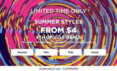Sale web banners template for special offers advertisement. Discount offer. Super Sale concept. Liquid colors shapes with the hot text.4th July concept for online stores and banners