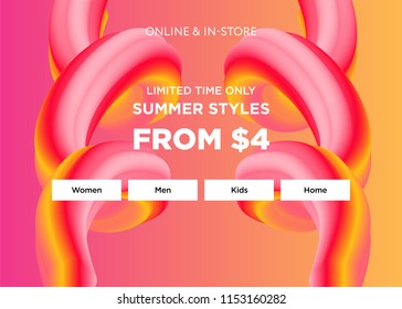 Sale web banners template for special offers advertisement. Discount offer. Super Sale concept. Liquid colors shapes with the hot text. Great sales concept. Gradient colors. 