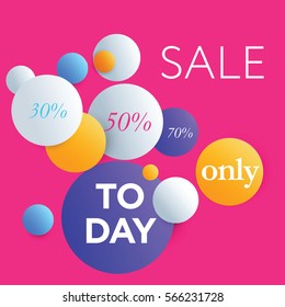 Sale web banners template for special offers advertisement. Frame with the volume realistic balls. Trendy colors in a modern material design style.