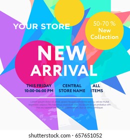 Sale web banners template for special offers advertisement. Trendy colors in a modern material design style. New arrivals concept for internet stores promo. New arrivals web banners. 