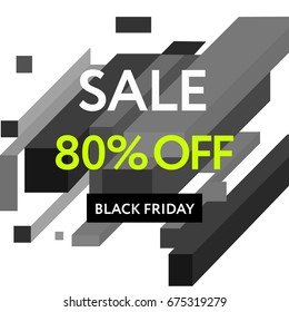 Sale web banners template for special offers advertisement. Figures with the discount offer. Trendy colors in a modern material design style. 