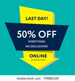 Sale web banners template for special offers advertisement. Frame with the discount offer. Trendy colors in a modern material design style. 