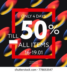 Sale web banners template for special offers advertisement. Frame with the volume liquid balls. Trendy colors in a modern material design style.
