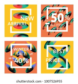 Sale web banners templates for special offers advertisement. Liquid colors within different forms. New arrivals, new collection, sales concept for internet stores promo. Set of web banners. 
