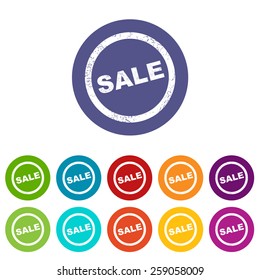 Sale web flat icon in different colors. Vector Illustration