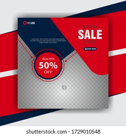 Sale web social media banner template, editable square abstract , sale banner template for social media post, vector illustration