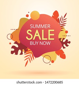 Sale website banner. Summer tag. Sale promotional material vector illustration. Design for social media banner, poster, email, newsletter, ad, leaflet, placard, brochure, flyer, web sticker - Vetorial