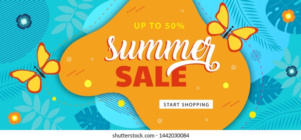 Sale website banner. Sale tag. Design for social media banner, poster, email, newsletter, ad, leaflet, placard, brochure, flyer, web sticker. Vector