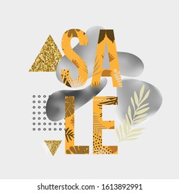 Sale website banner. Sale tag. Sale promotional material vector illustration. Design for ad, social media banner, brochure, email, flyer, leaflet, newsletter, placard, poster, web sticker 