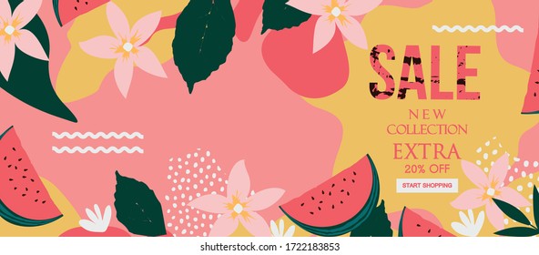 Sale website banner. Sale tag. Sale promotional material vector illustration. Design for ad, social media banner, brochure, email, flyer, leaflet, newsletter, placard, poster, web sticker 