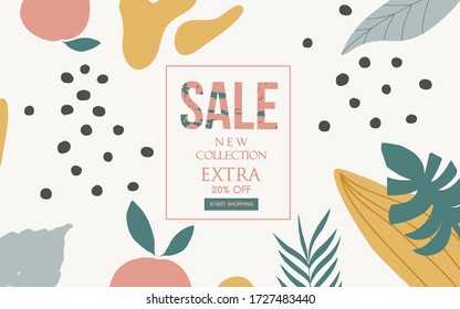 Sale website banner. Sale tag. Sale promotional material vector illustration. Design for ad, social media banner, brochure, email, flyer, leaflet, newsletter, placard, poster, web sticker