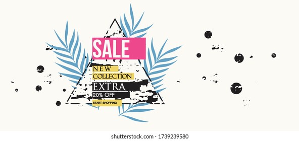 Sale website banner. Sale tag. Sale promotional material vector illustration. Design for ad, social media banner, brochure, email, flyer, leaflet, newsletter, placard, poster, web sticker