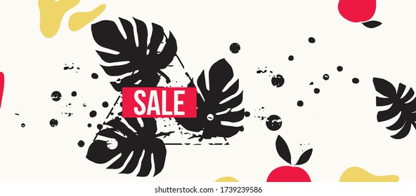 Sale website banner. Sale tag. Sale promotional material vector illustration. Design for ad, social media banner, brochure, email, flyer, leaflet, newsletter, placard, poster, web sticker