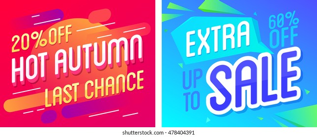 Sale website banner template. Sale and discounts. Autumn poster design for print or web. Web banner design for email newsletter. Vector illustration