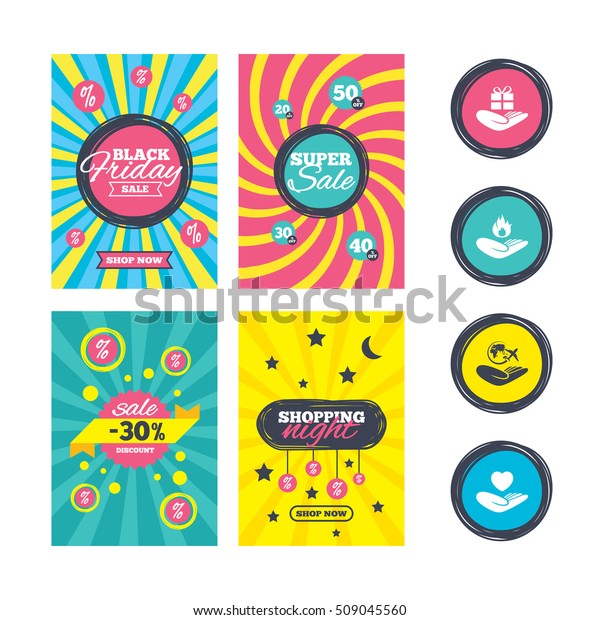 Sale Website Banner Templates Helping Hands Stock Vector Royalty